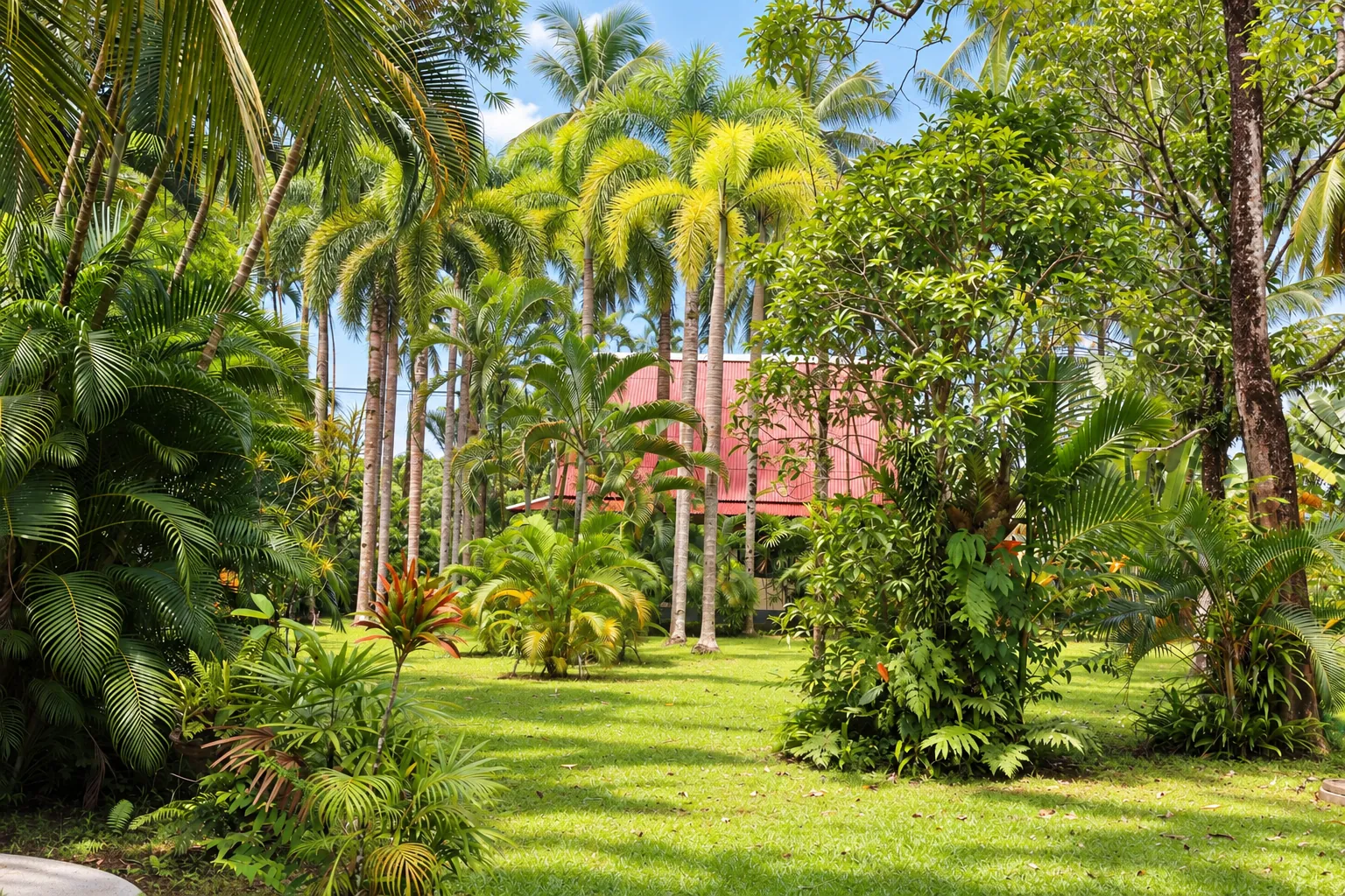 Der tropische Garten der Lake View Bungalows