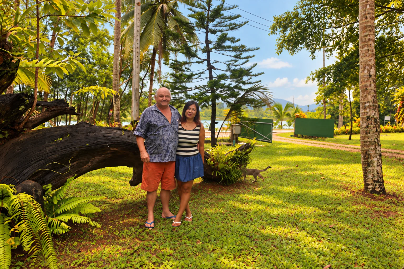 คาร์ลและอ้อม เจ้าของที่พัก ในสวนของ Lake View Bungalows