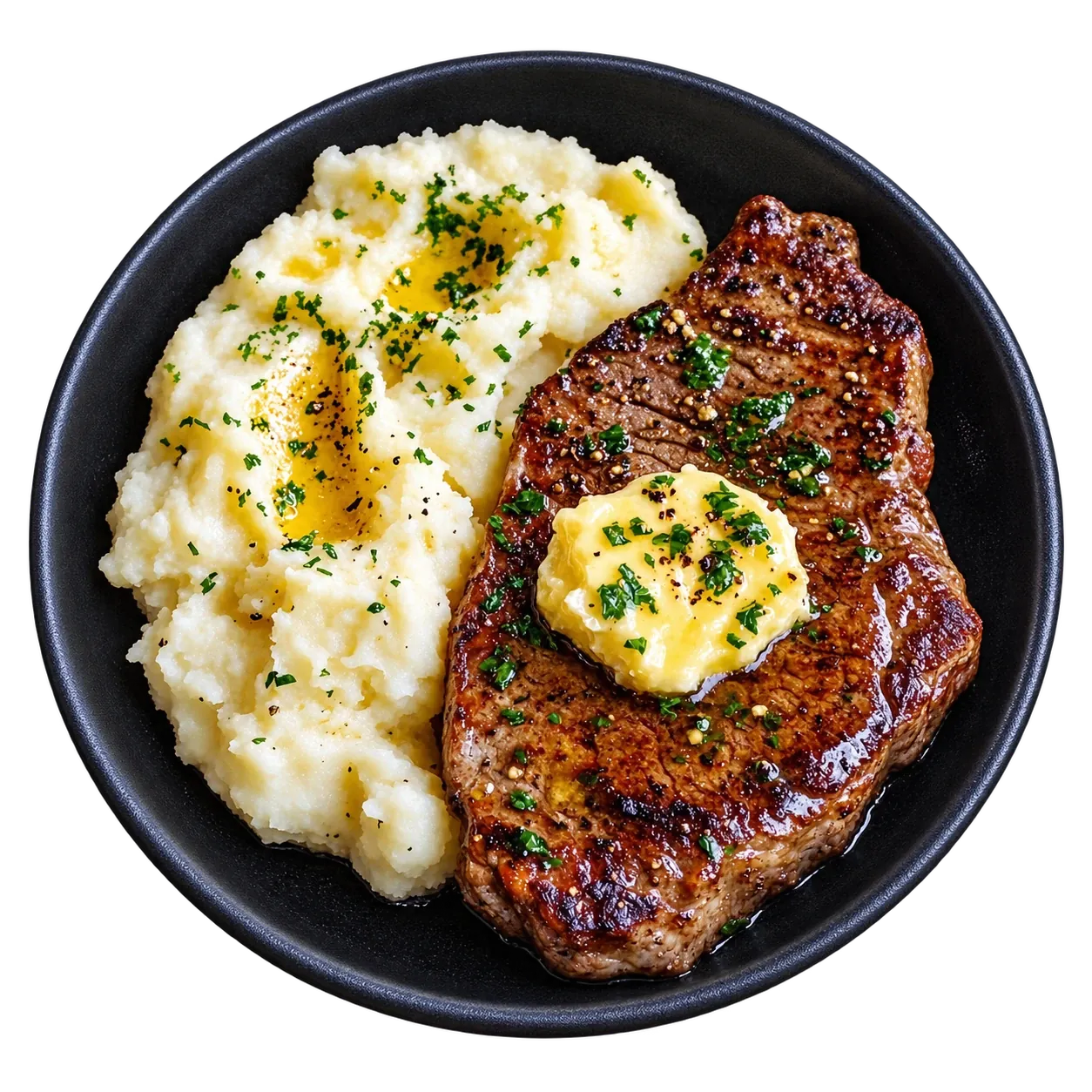 Steak mit Kartoffelpüree