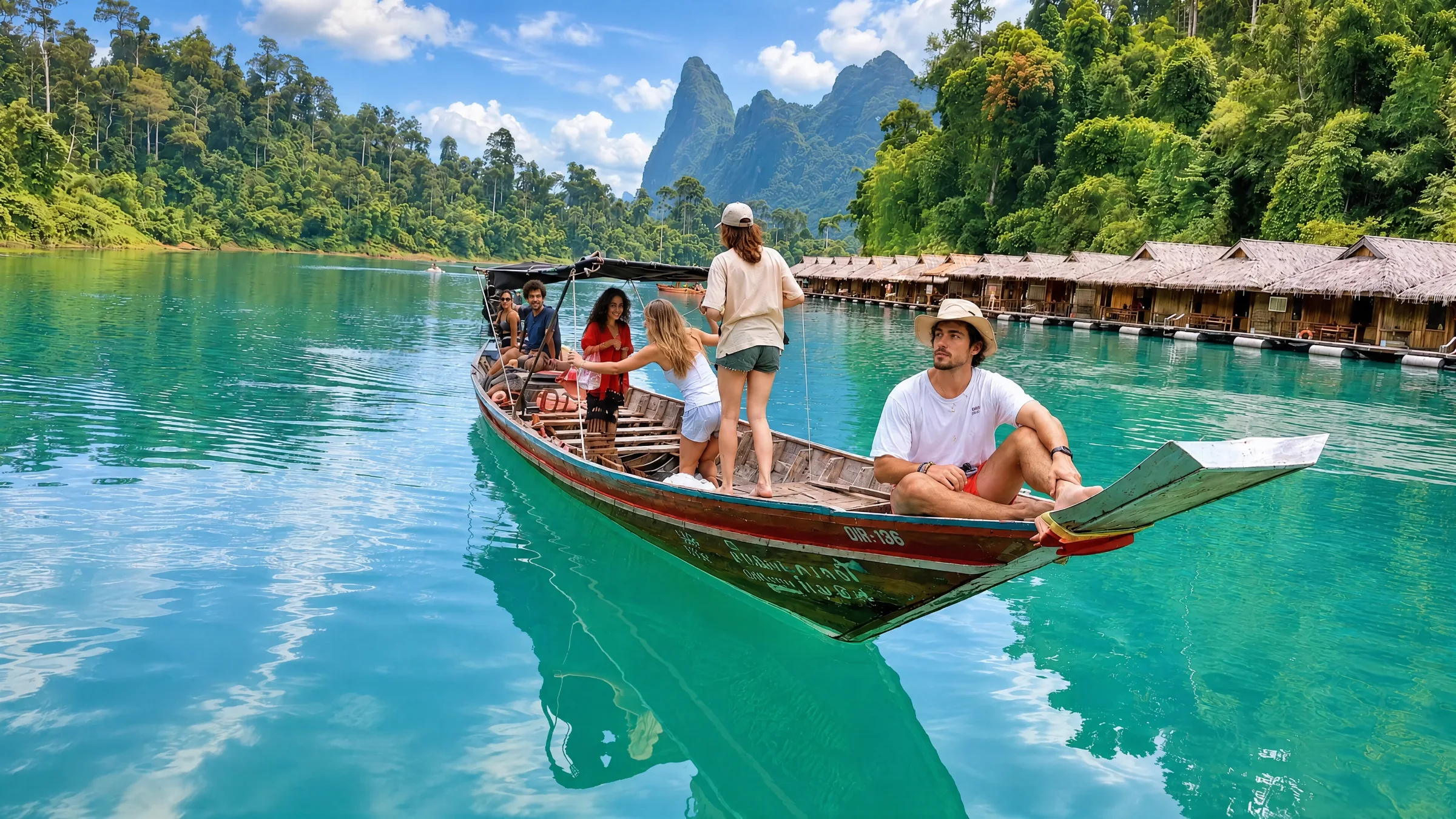 Longtail-Boot auf dem Cheow-Lan-See